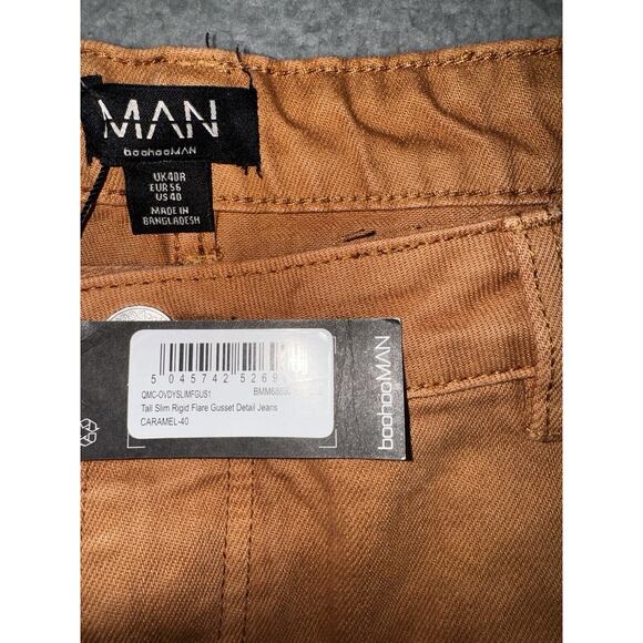 Boohoo Man Jeans Men 40 Tall Slim Rigid Flare Gusset‎ Detail Pants - Picture 9 of 9